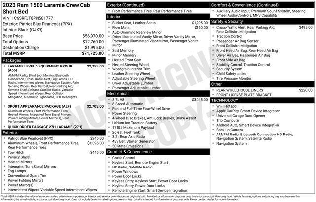 2023 Ram 1500 - $47,425