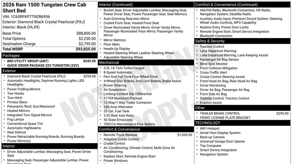 2026 Ram 1500 Tungsten