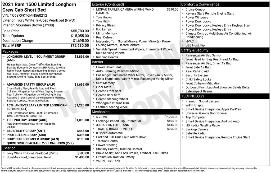 2021 Ram 1500 - $33,000