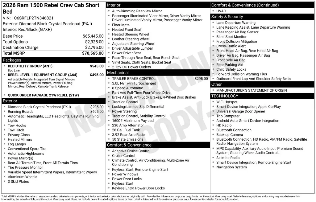 2026 Ram 1500 - $49,900