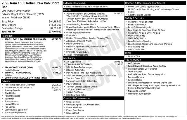 2025 Ram 1500 - $48,495