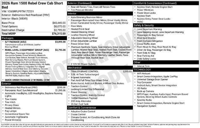 2026 Ram 1500 - $51,991