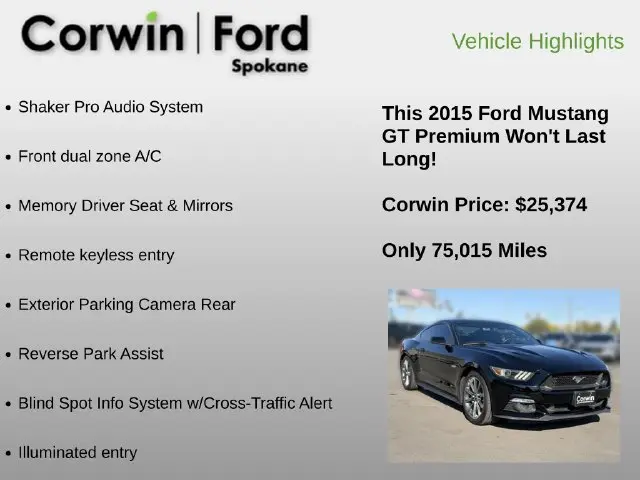 2015 Ford Mustang - $25,374