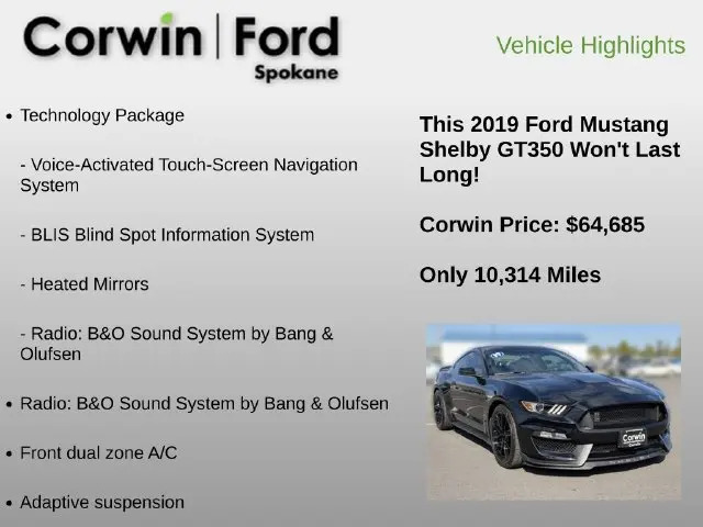 2019 Ford Mustang - $64,685