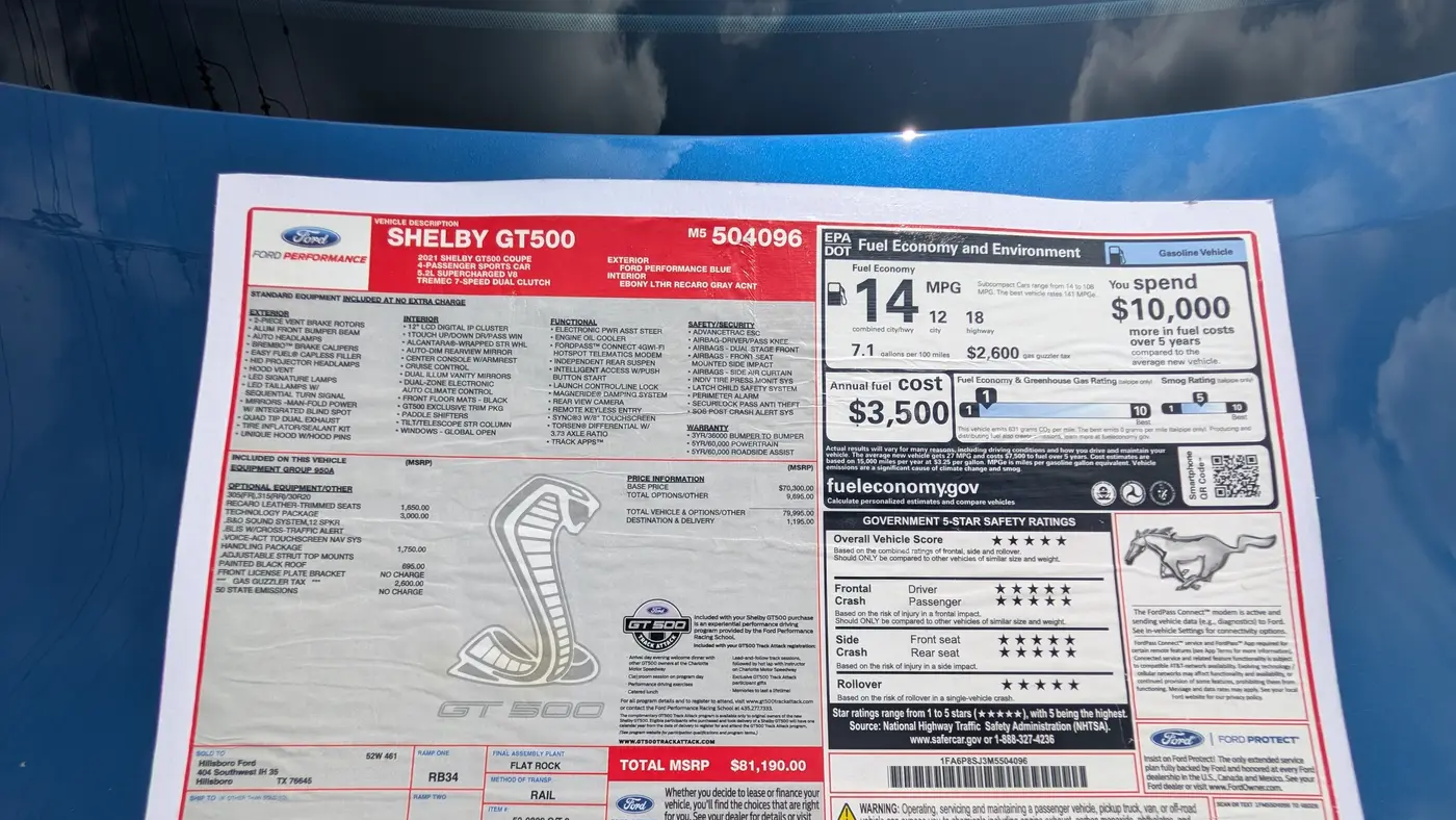 2021 Ford Mustang Shelby GT500