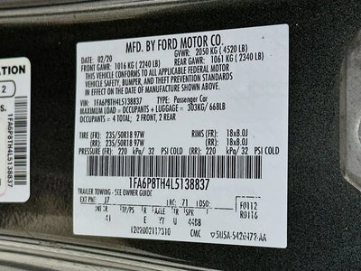 2020 Ford Mustang Ecoboost Premium 2DR Fastback