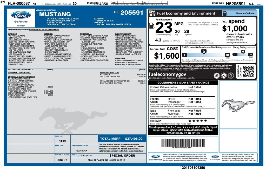 2017 Ford Mustang - $14,900