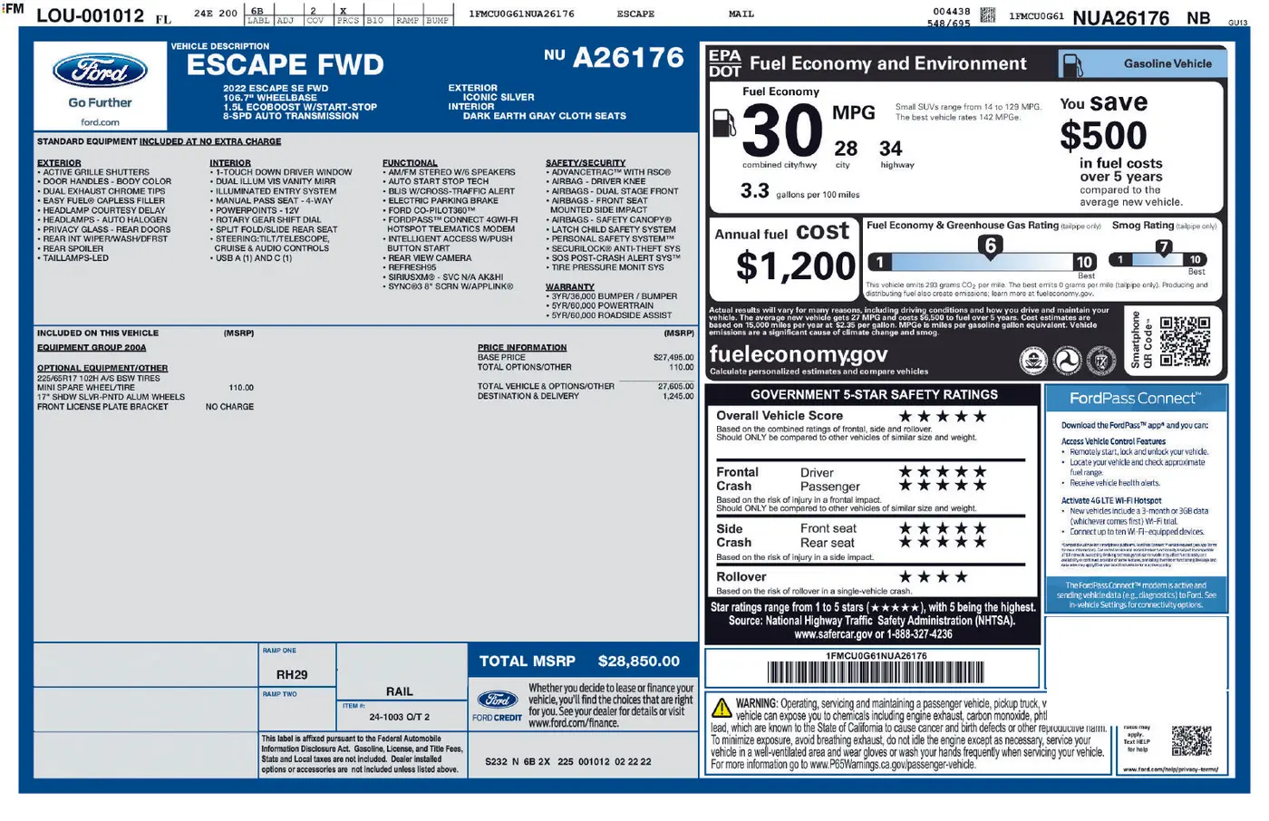 2022 Ford Escape - $13,500