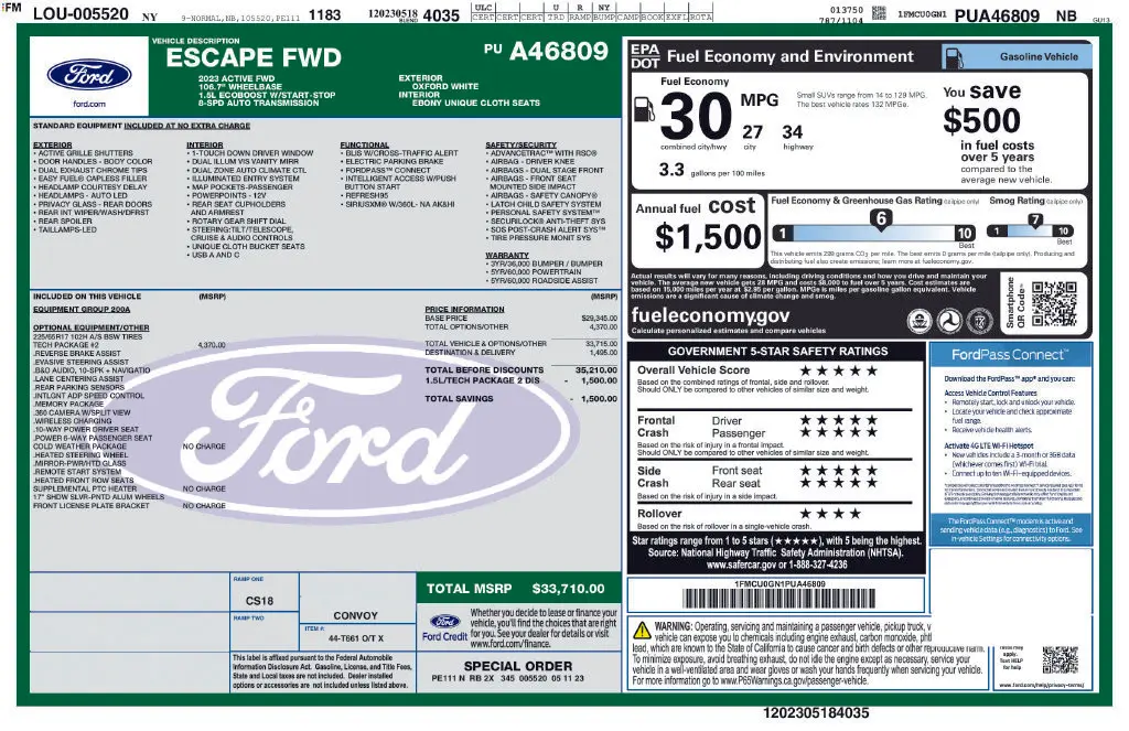 2023 Ford Escape - $20,155