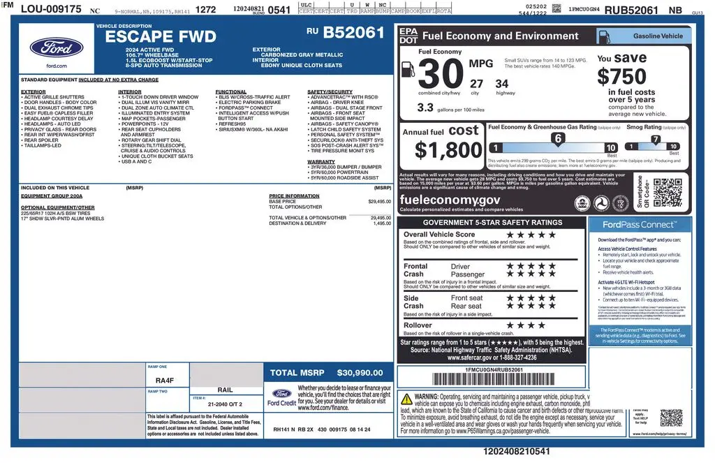 2024 Ford Escape - $22,864
