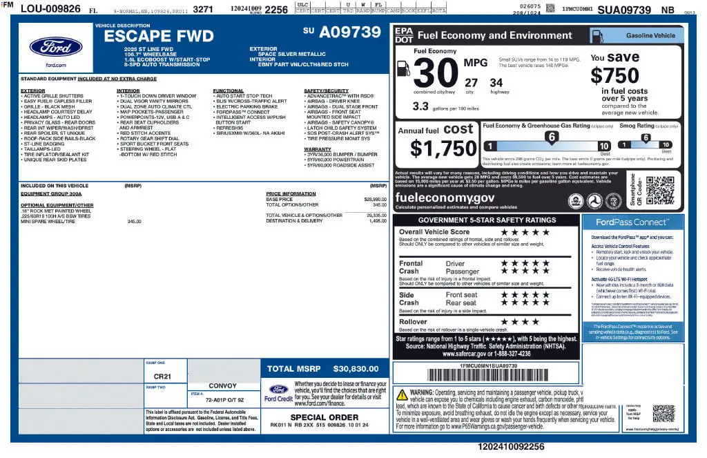 2025 Ford Escape - $20,400