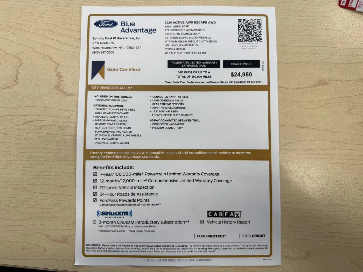 2024 Ford Escape - $24,980
