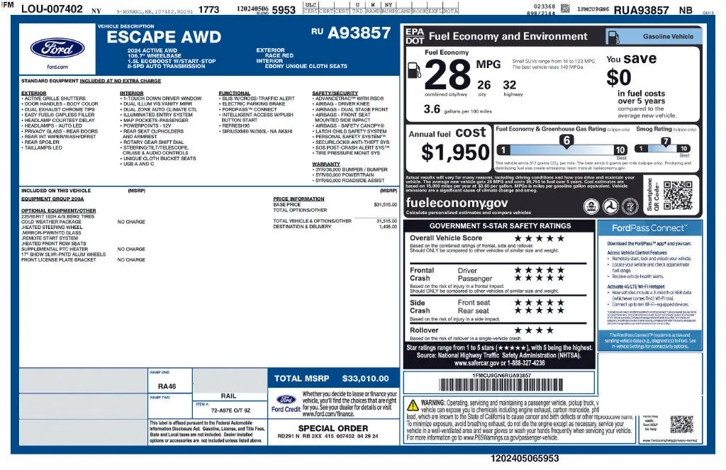 2024 Ford Escape - $18,497