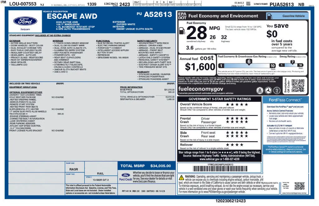 2023 Ford Escape - $23,006