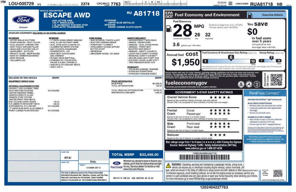 2024 Ford Escape - $23,995