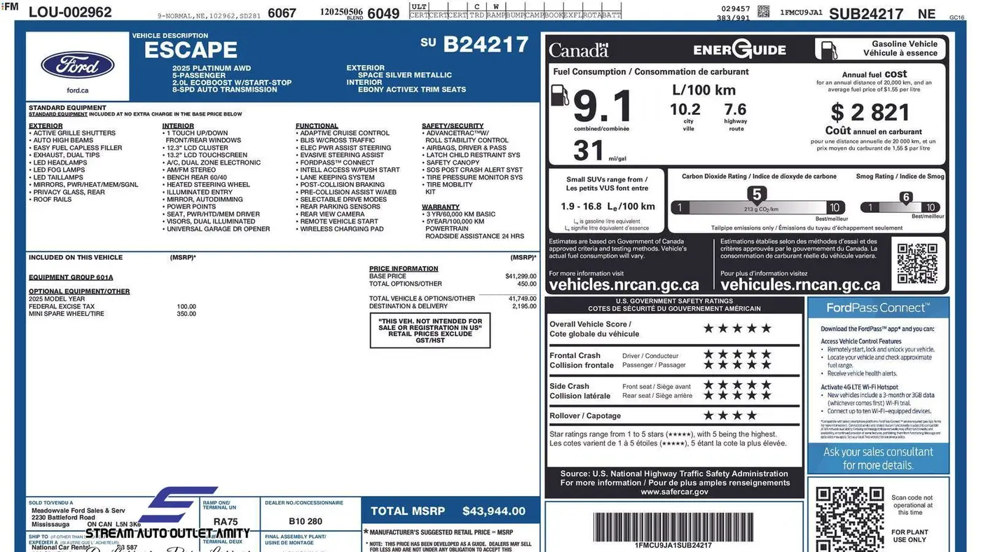 2025 Ford Escape Platinum