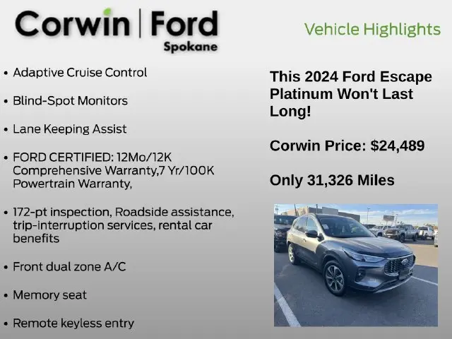 2024 Ford Escape - $24,489
