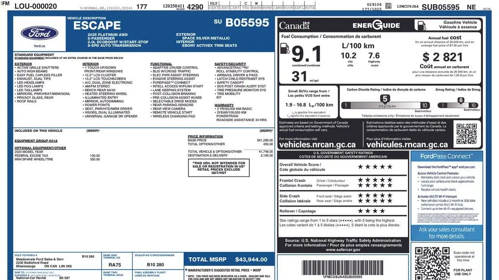 2025 Ford Escape Platinum