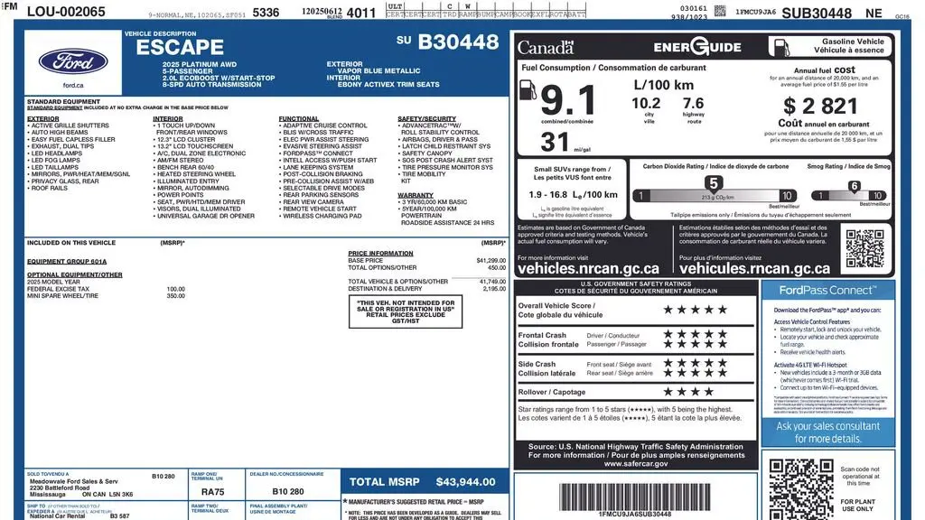 2025 Ford Escape Platinum