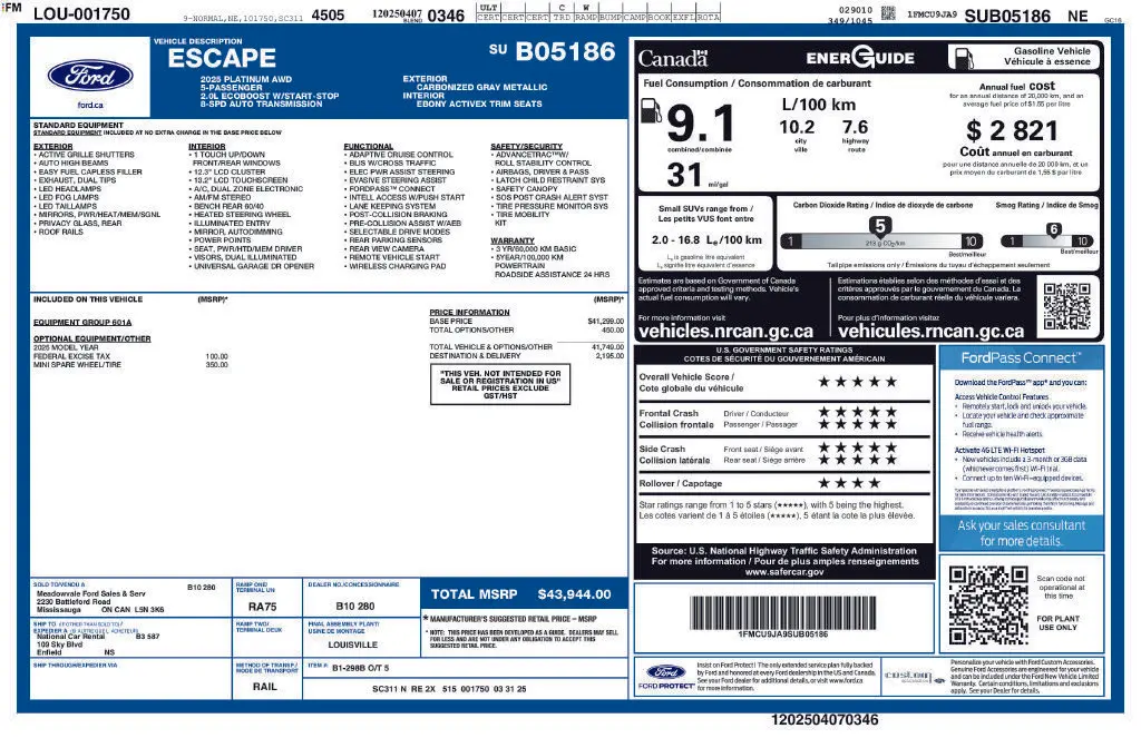 2025 Ford Escape - $29,491