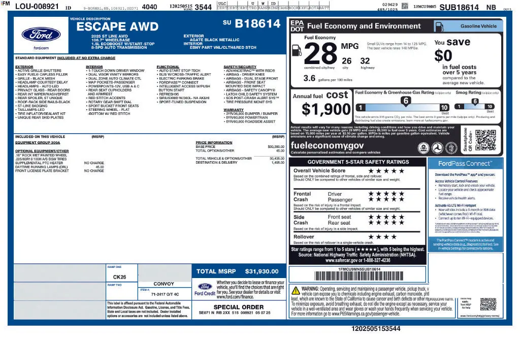 2025 Ford Escape - $23,500