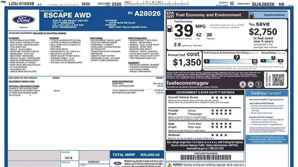 2025 Ford Escape Hybrid ST-Line Select
