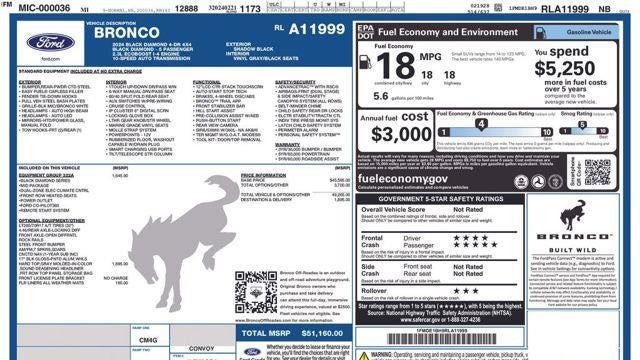 Preowned 2024 Ford Bronco Black Diamond for Sale