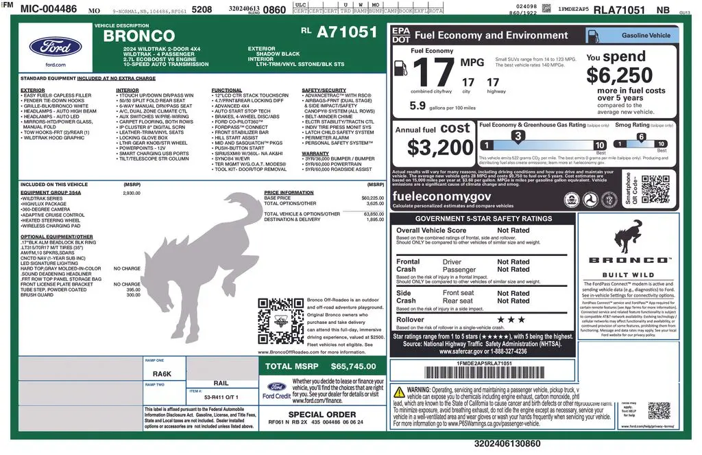 2024 Ford Bronco - $49,000
