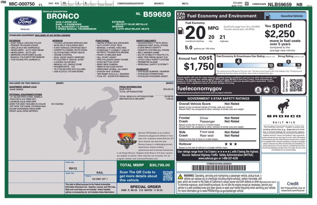 2022 Ford Bronco Base — photo 1 of 6