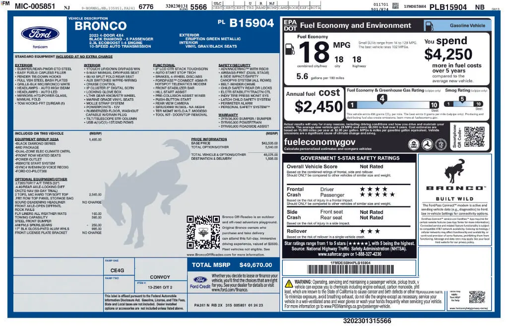 2023 Ford Bronco - $34,995