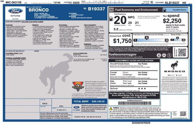 2022 Ford Bronco - $36,999