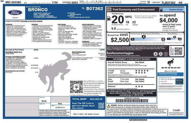 2026 Ford Bronco - $42,380