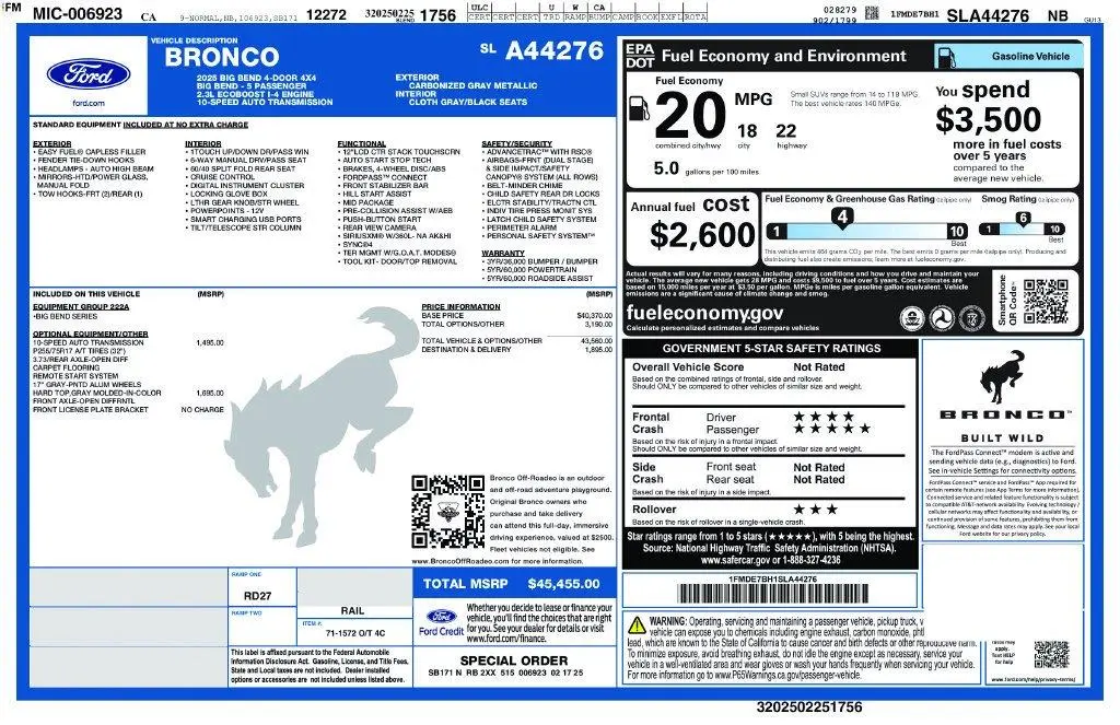 2025 Ford Bronco - $37,918