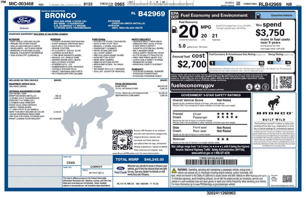 2024 Ford Bronco - $35,734