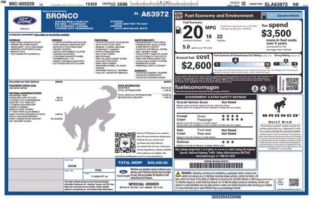 2025 Ford Bronco - $42,991
