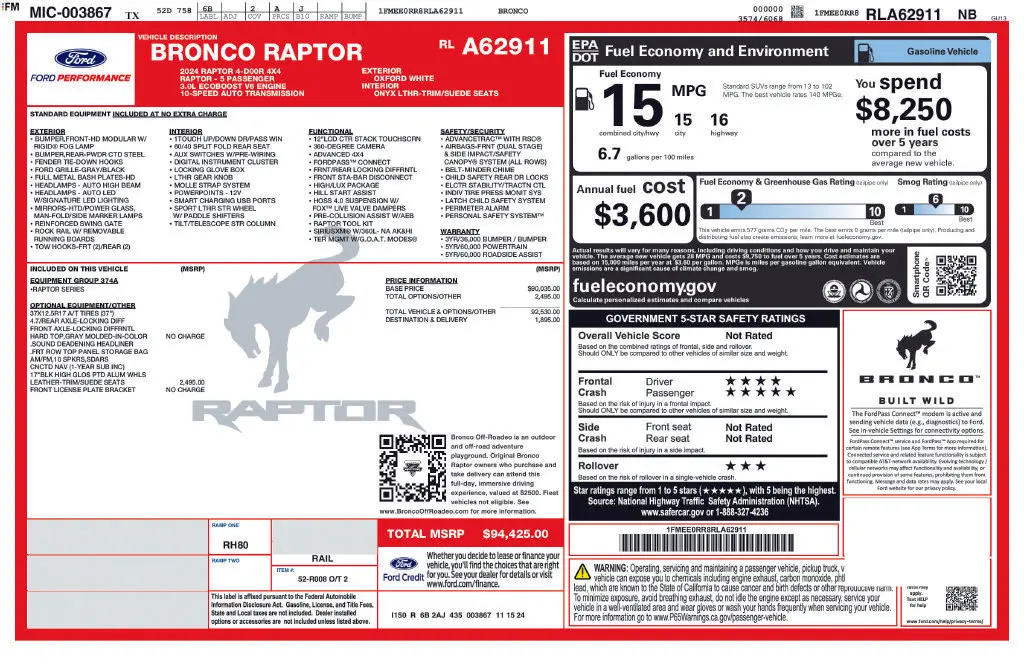 2024 Ford Bronco - $70,958