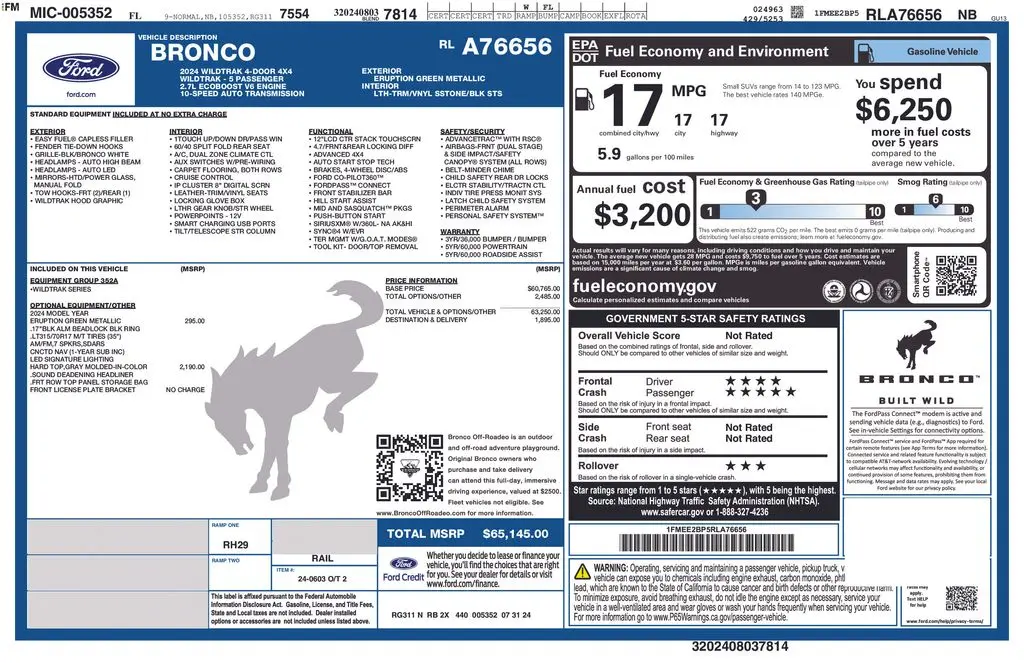 2024 Ford Bronco - $53,600