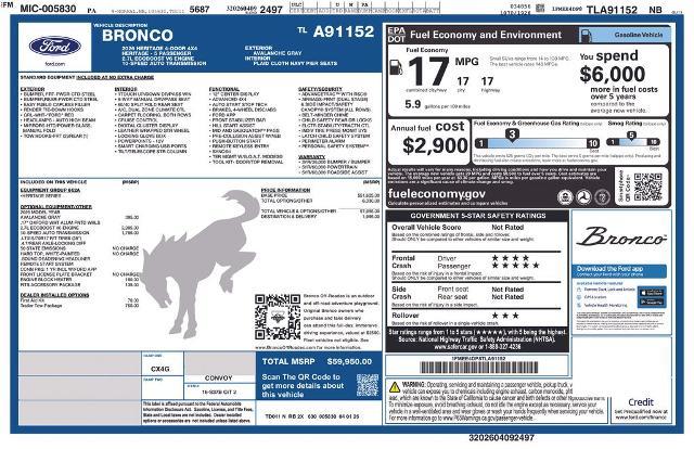2026 Ford Bronco - $54,918