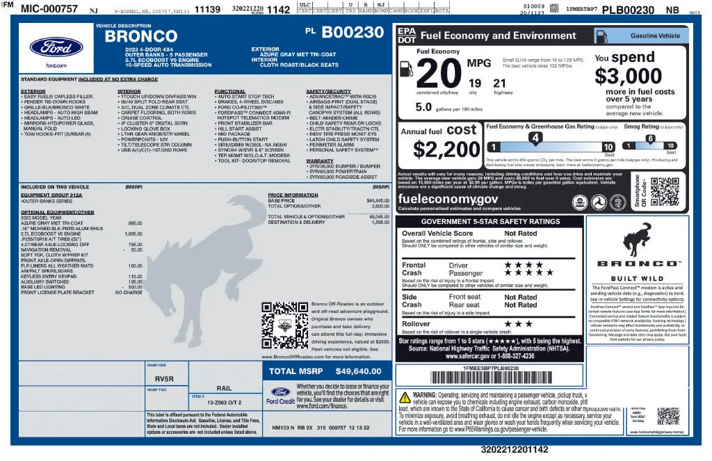 2023 Ford Bronco - $34,699