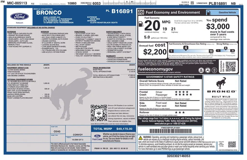 2023 Ford Bronco - $39,995