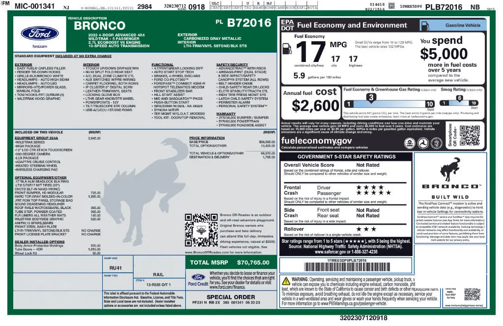 2023 Ford Bronco - $47,900