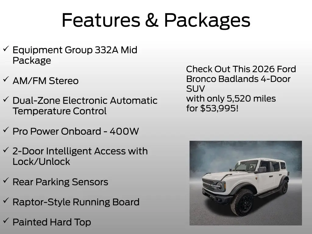 2026 Ford Bronco - $53,995