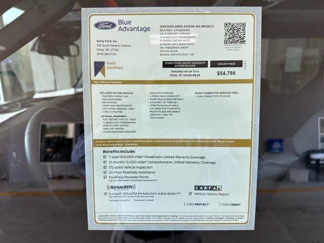 2026 Ford Bronco - $54,786