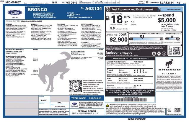 2025 Ford Bronco - $52,874