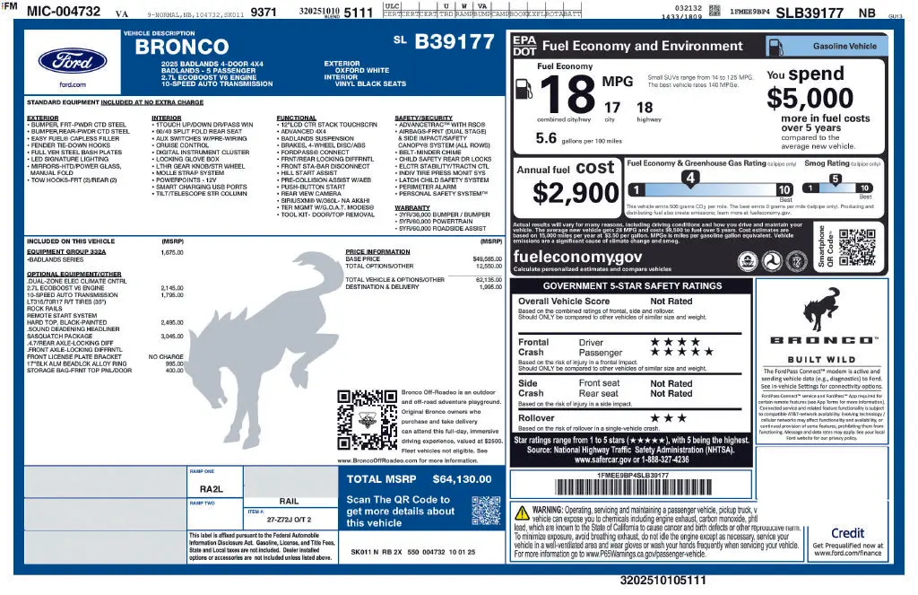 2025 Ford Bronco - $50,999