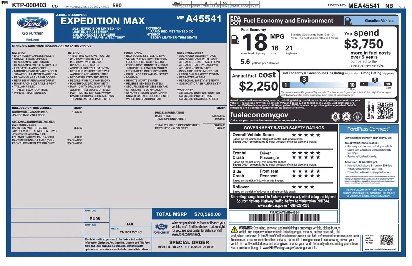 2021 Ford Expedition - $36,900