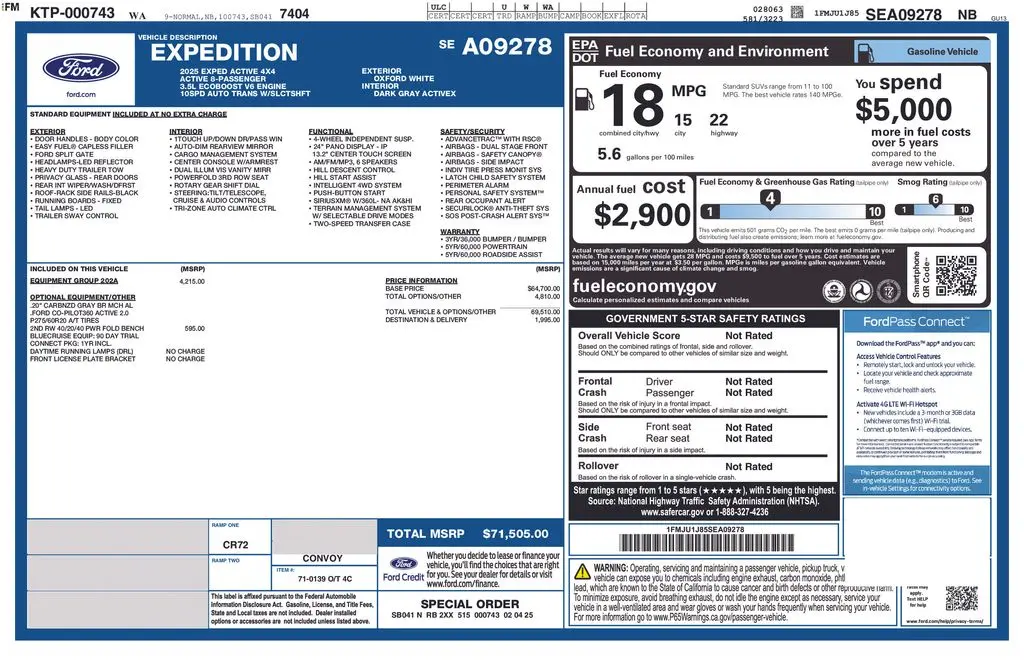 2025 Ford Expedition - $53,998