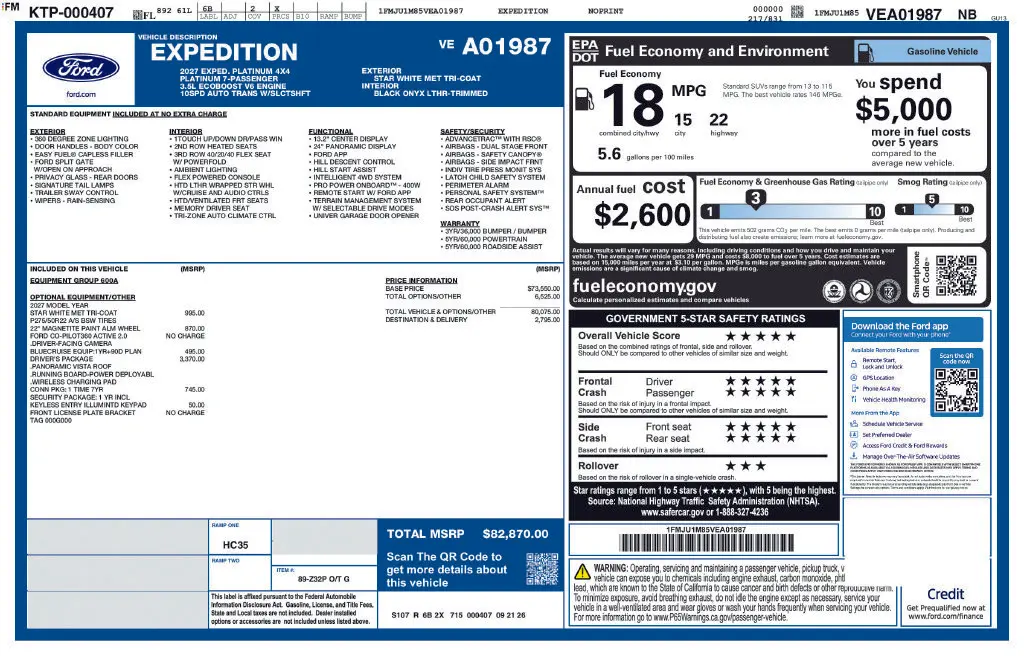 2027 Ford Expedition - $83,995