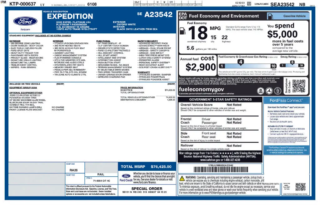 2025 Ford Expedition - $63,547