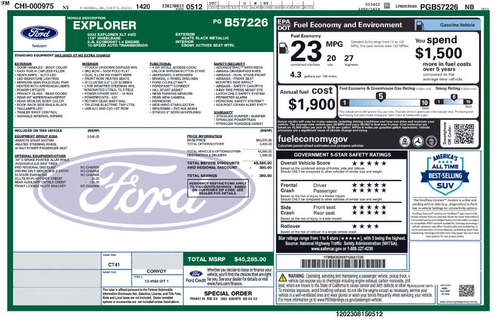 2023 Ford Explorer - $29,900